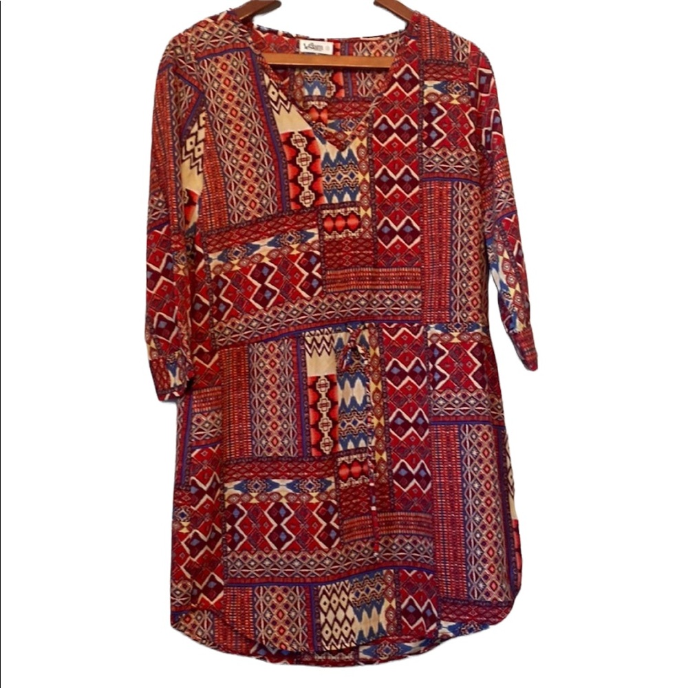 Glam Long Sleeved Multicolored Boho Dress